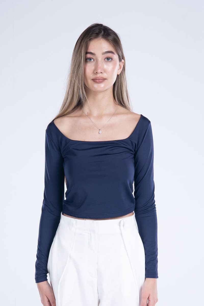Basic Long Sleeve Square Neck Top - Image 17
