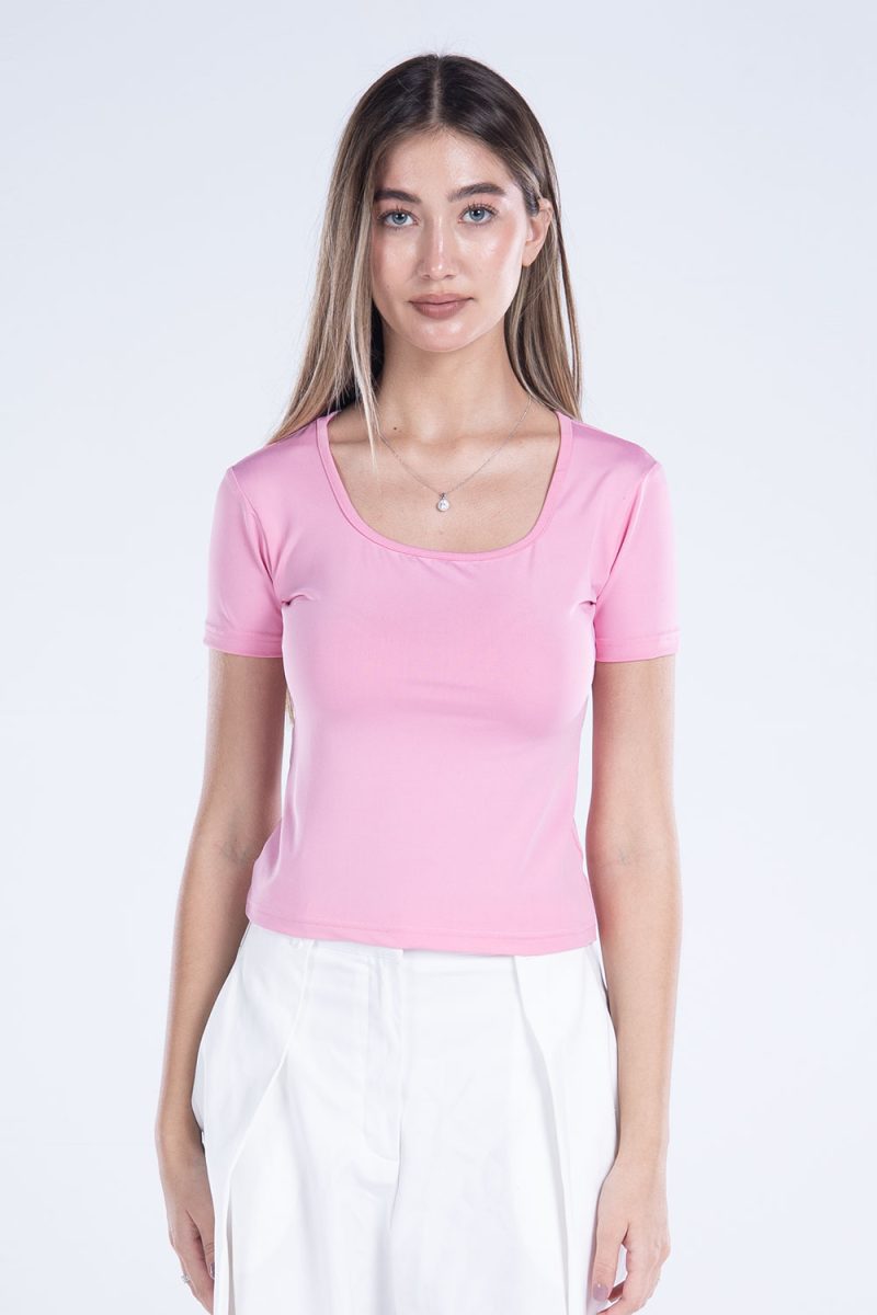 Basic Short Sleeve Square Neck Top - Image 13