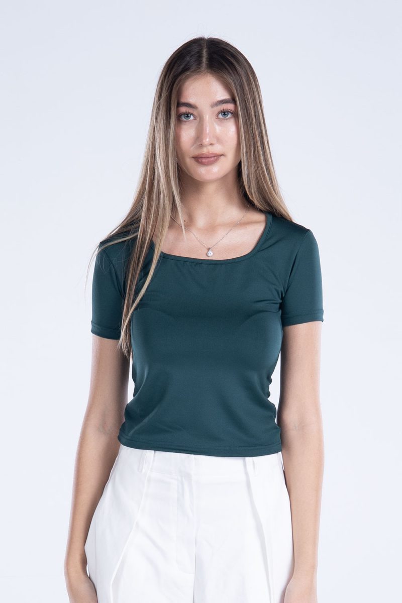 Basic Short Sleeve Square Neck Top - Image 22