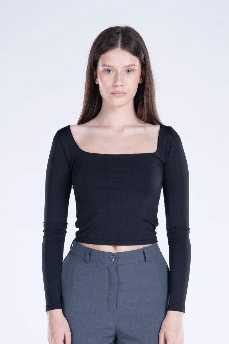 Basic Long Sleeve Square Neck Top - Image 28