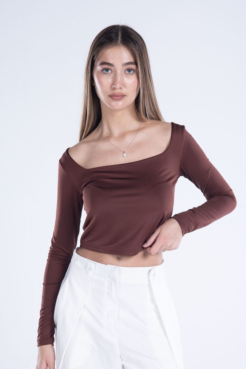 Basic Long Sleeve Square Neck Top - Image 23