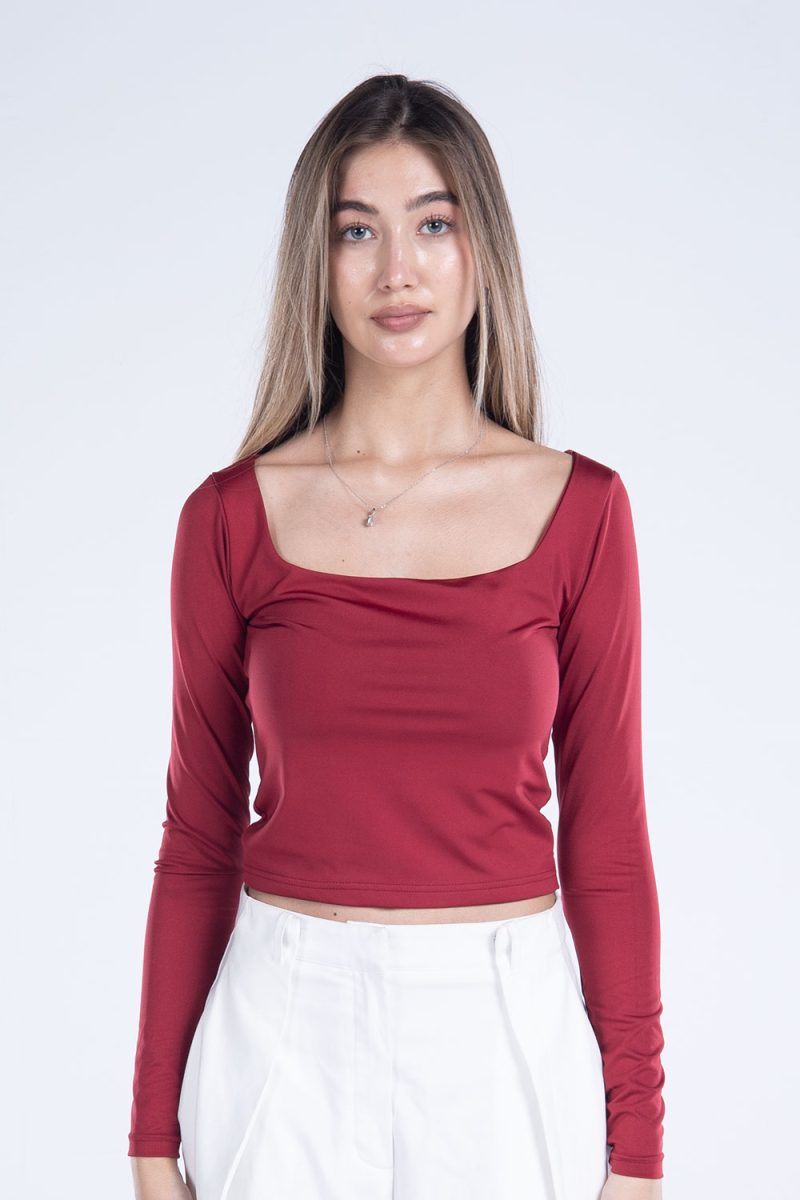 Basic Long Sleeve Square Neck Top - Image 8