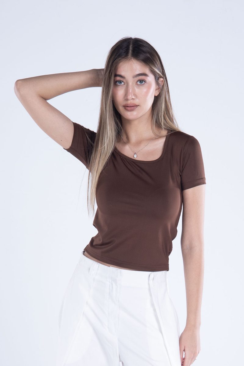 Basic Short Sleeve Square Neck Top - Image 33