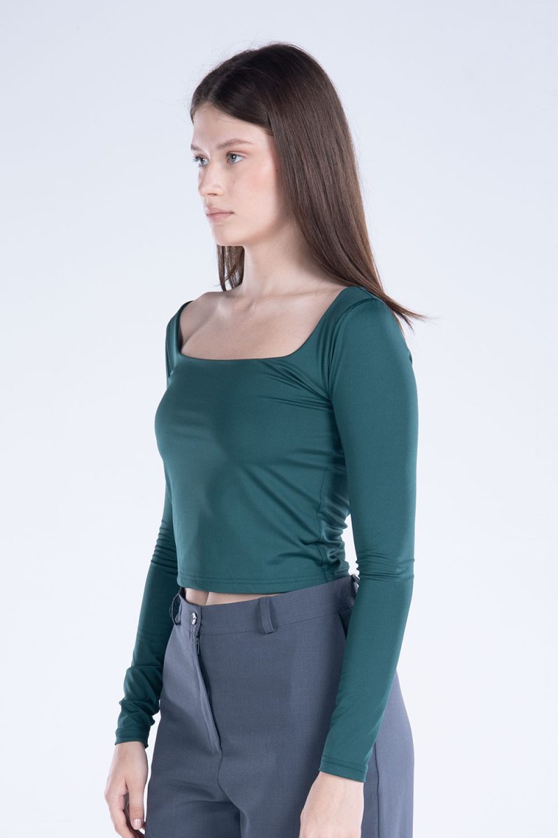 Basic Long Sleeve Square Neck Top - Image 13