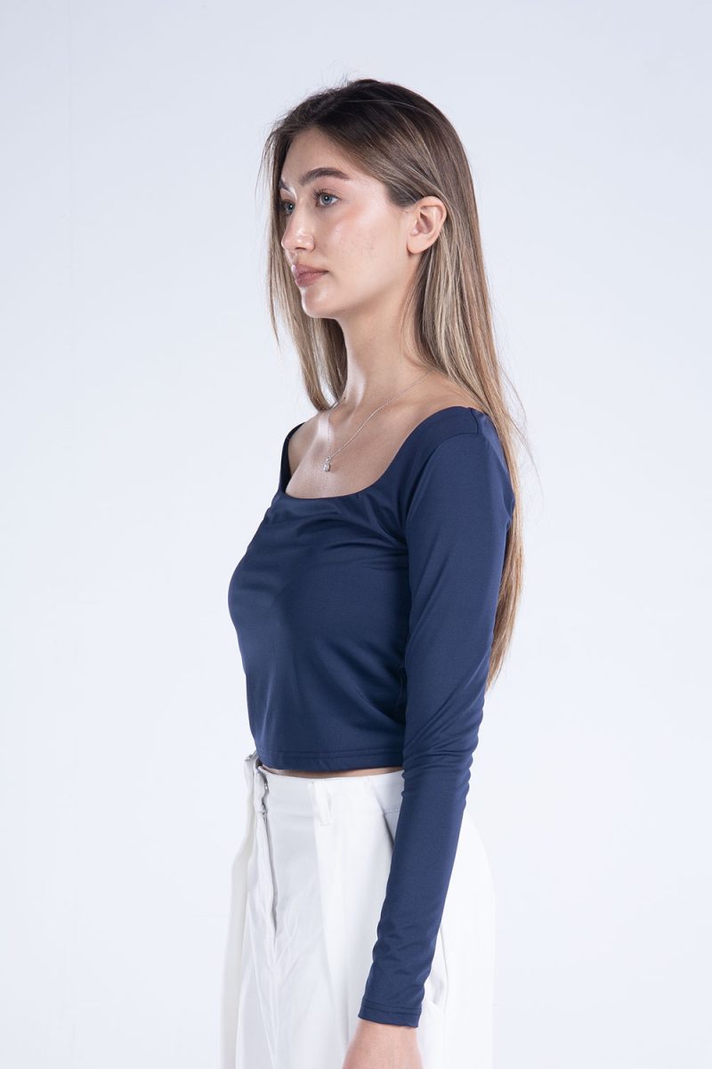Basic Long Sleeve Square Neck Top - Image 18