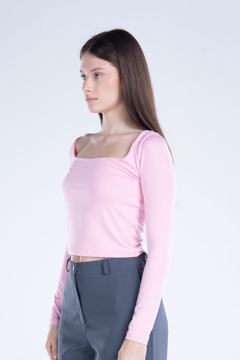 Basic Long Sleeve Square Neck Top - Image 2