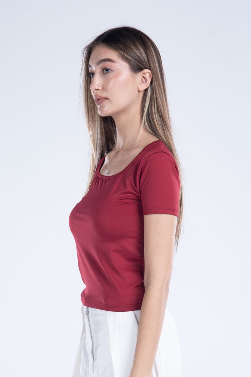 Basic Short Sleeve Square Neck Top - Image 18