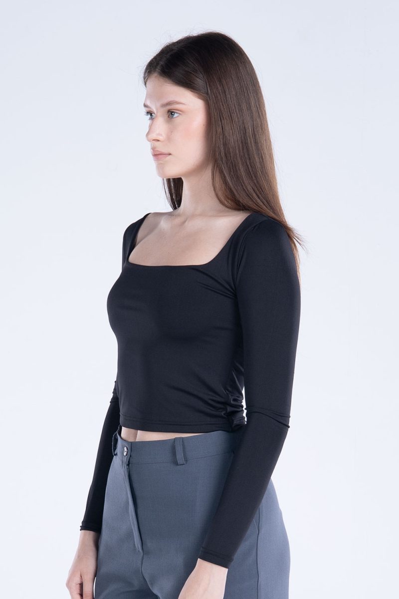 Basic Long Sleeve Square Neck Top - Image 29