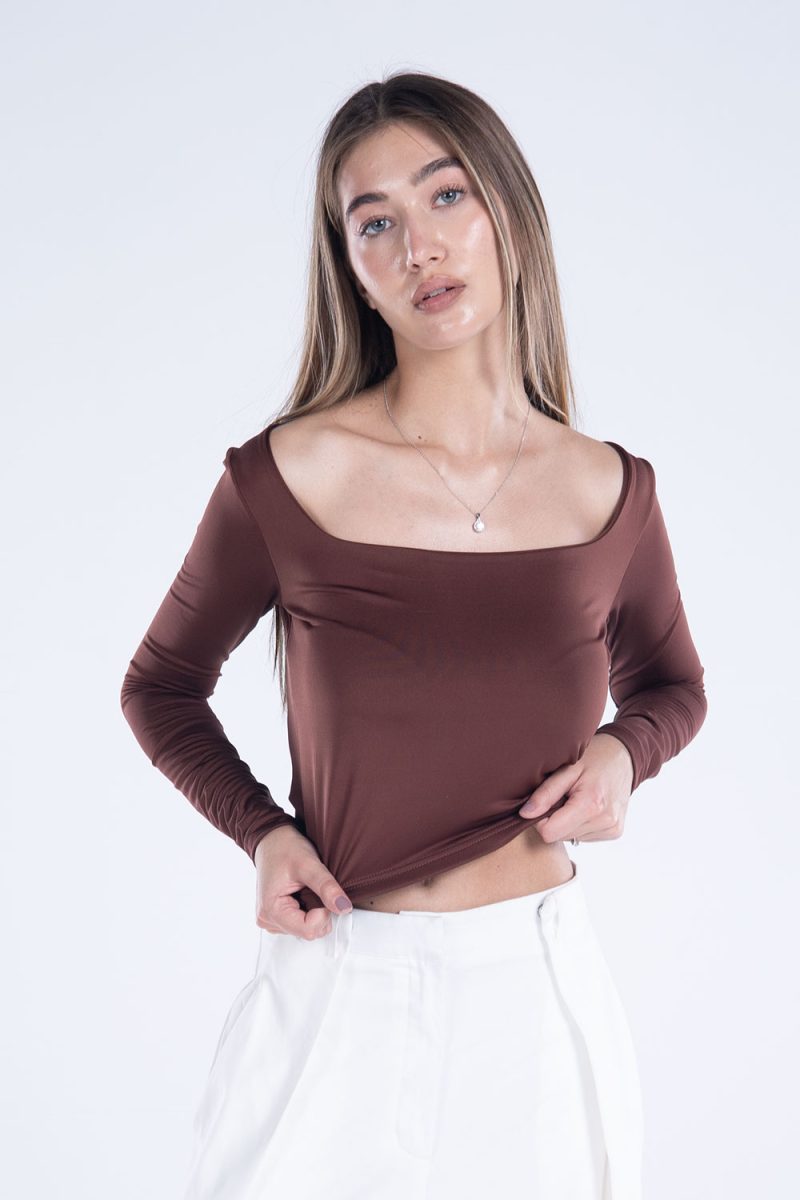 Basic Long Sleeve Square Neck Top - Image 24