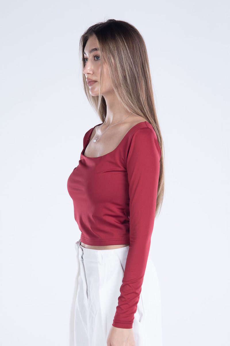 Basic Long Sleeve Square Neck Top - Image 10