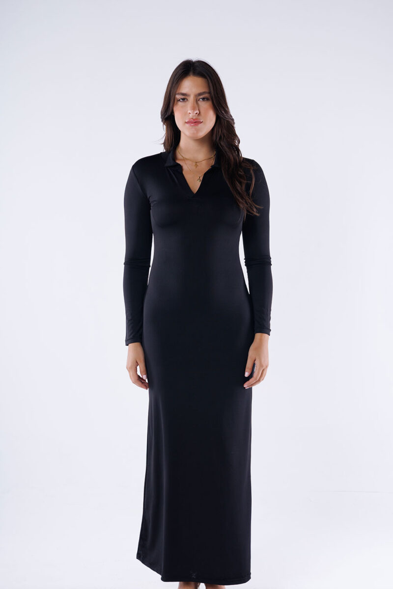 Polo Collar Maxi Dress - Image 15