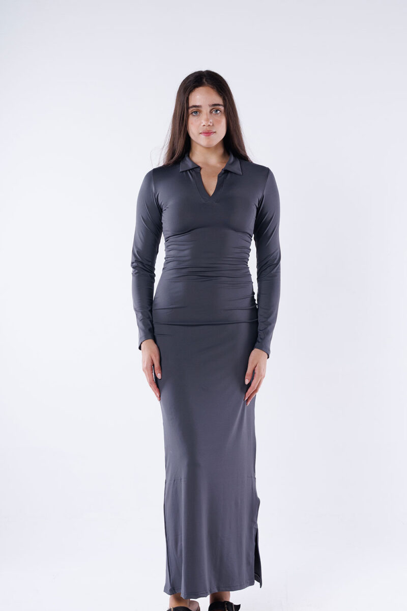 Polo Collar Maxi Dress - Image 28