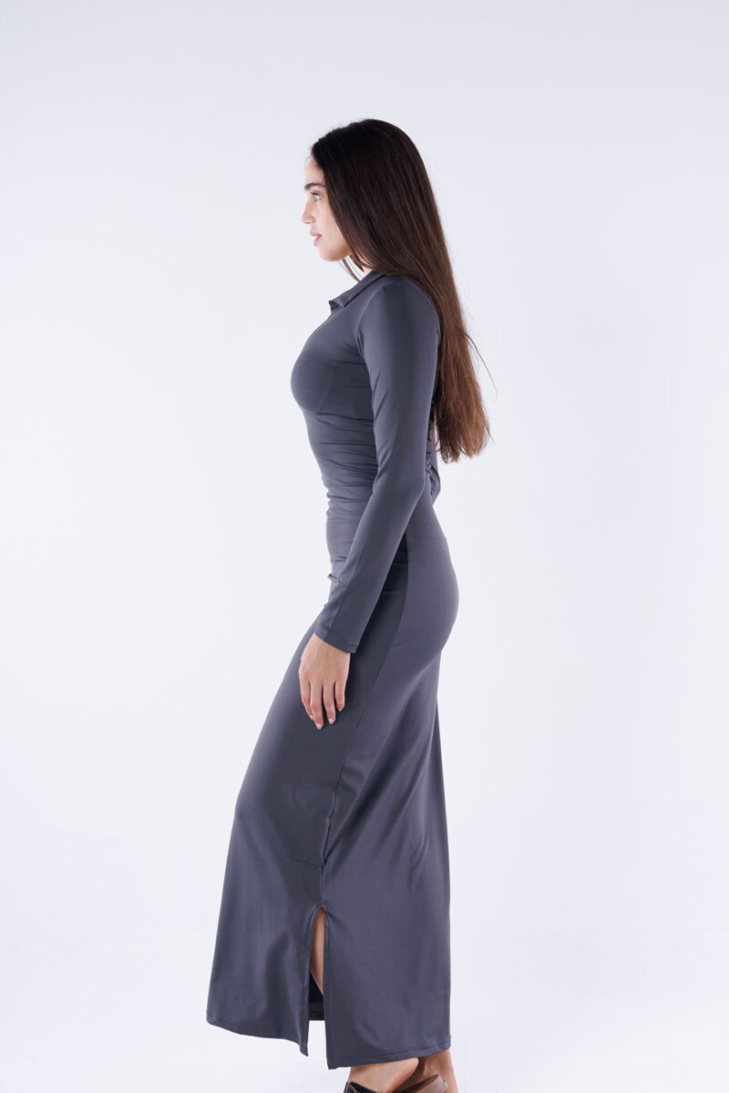 Polo Collar Maxi Dress - Image 29
