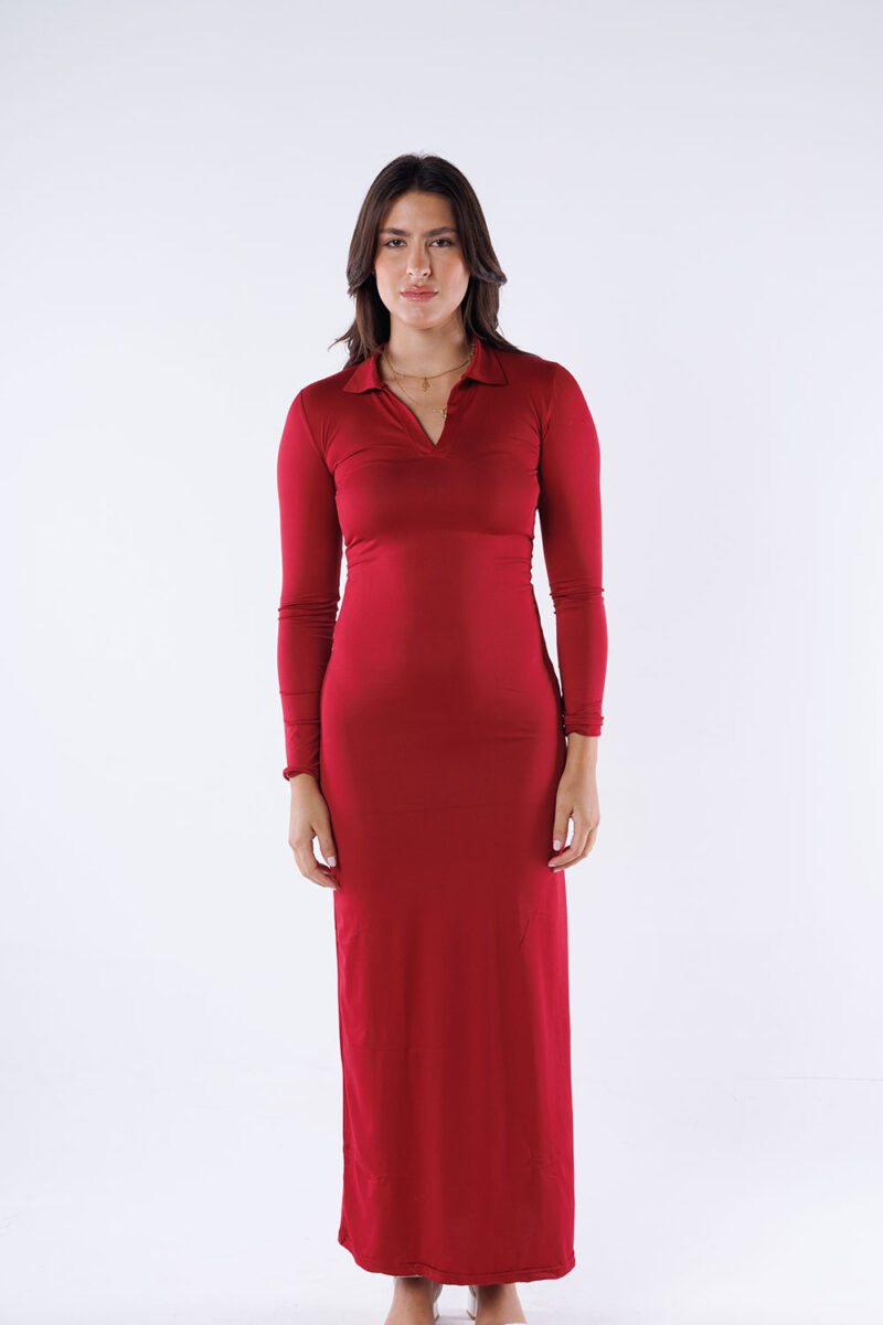 Polo Collar Maxi Dress - Image 7
