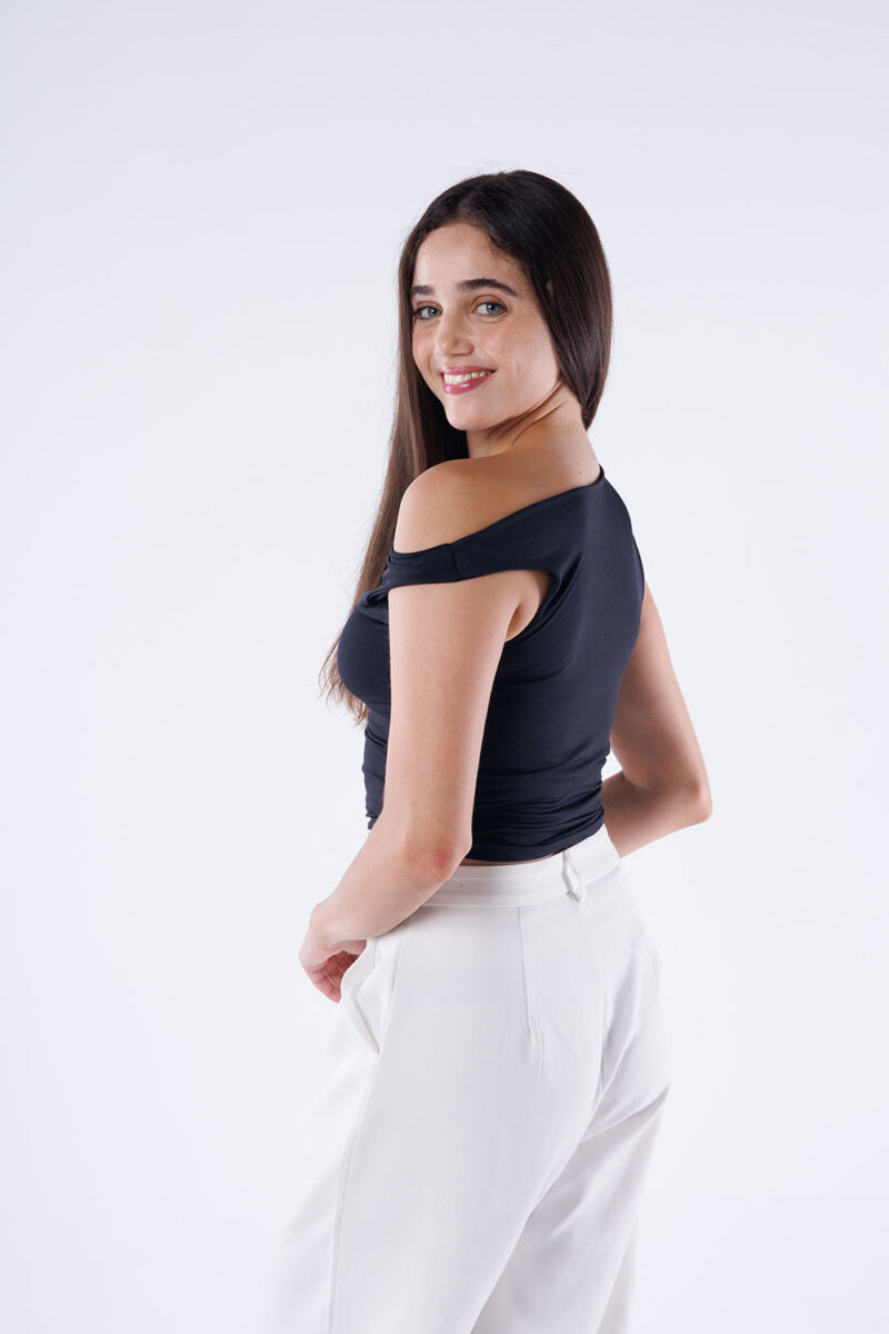 One Shoulder Rushed Asymmetrical Top - Image 13