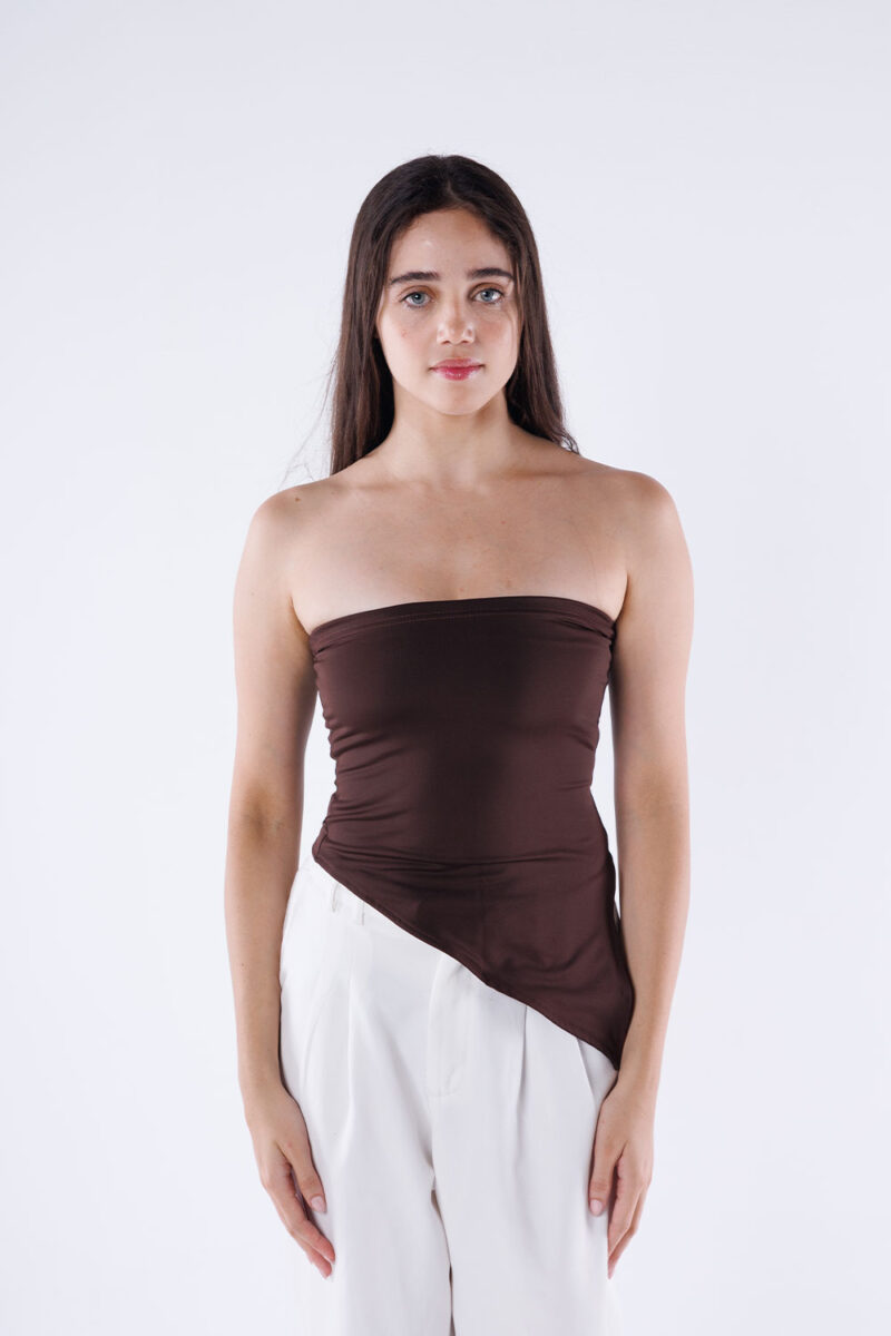 Asymmetric Hem Strapless Top - Image 14