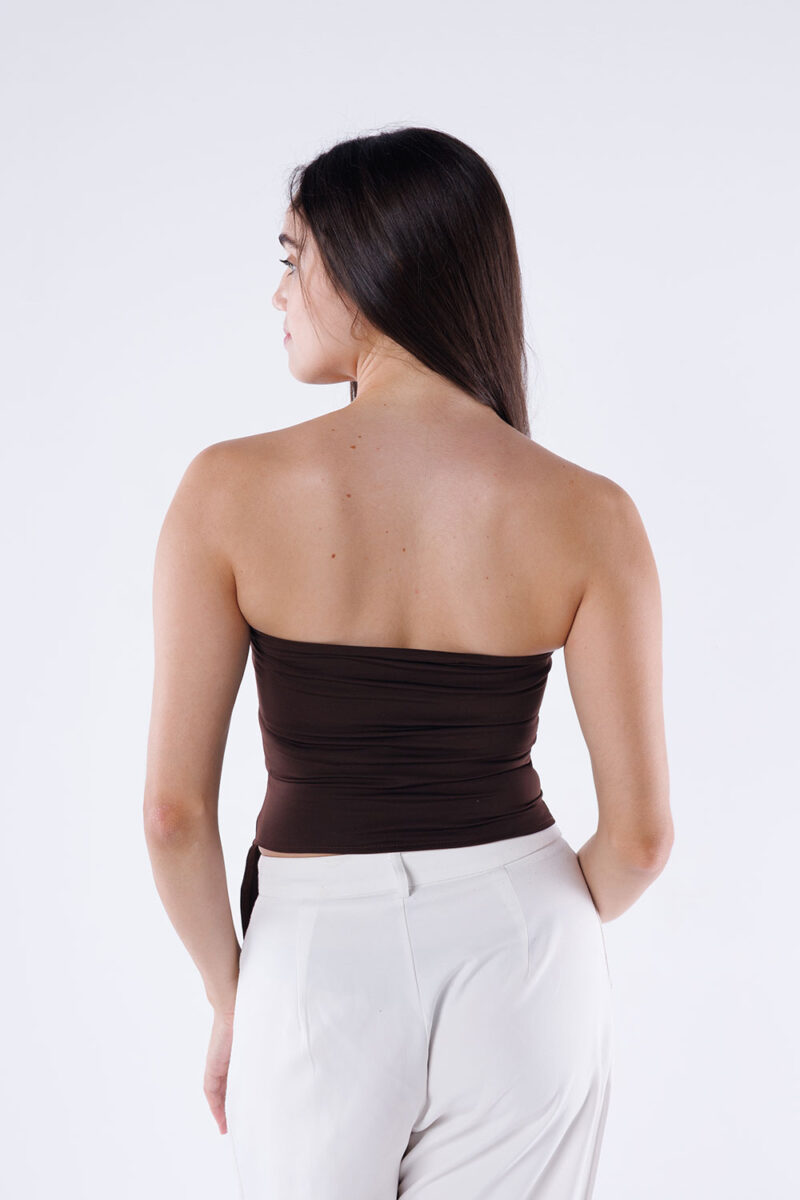 Asymmetric Hem Strapless Top - Image 16