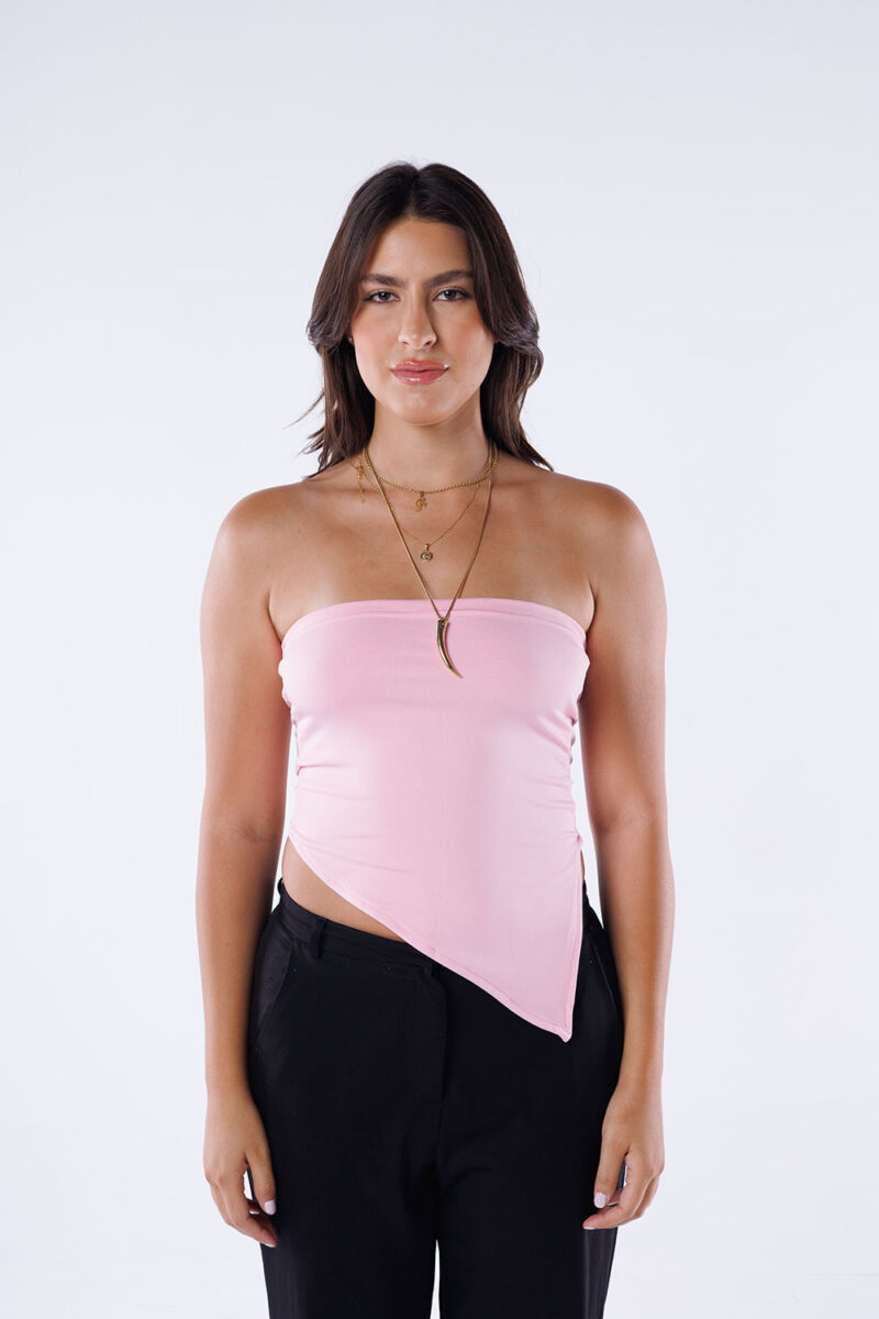 Asymmetric Hem Strapless Top - Image 18
