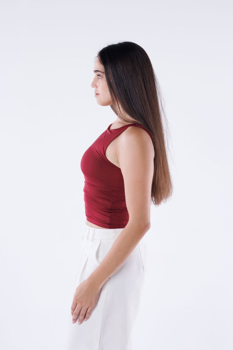 One Shoulder Rushed Asymmetrical Top - Image 3