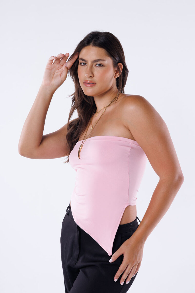 Asymmetric Hem Strapless Top - Image 21