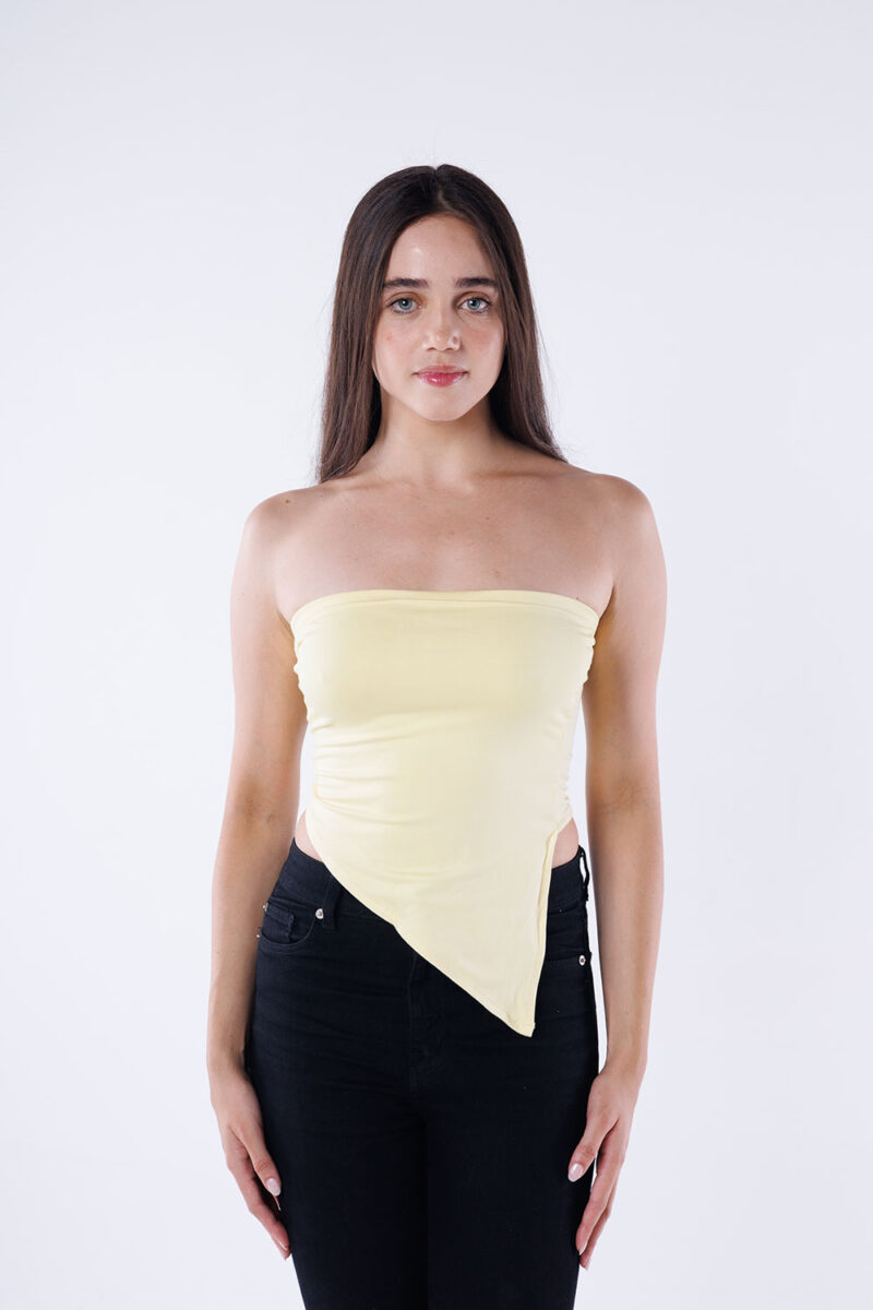 Asymmetric Hem Strapless Top - Image 22