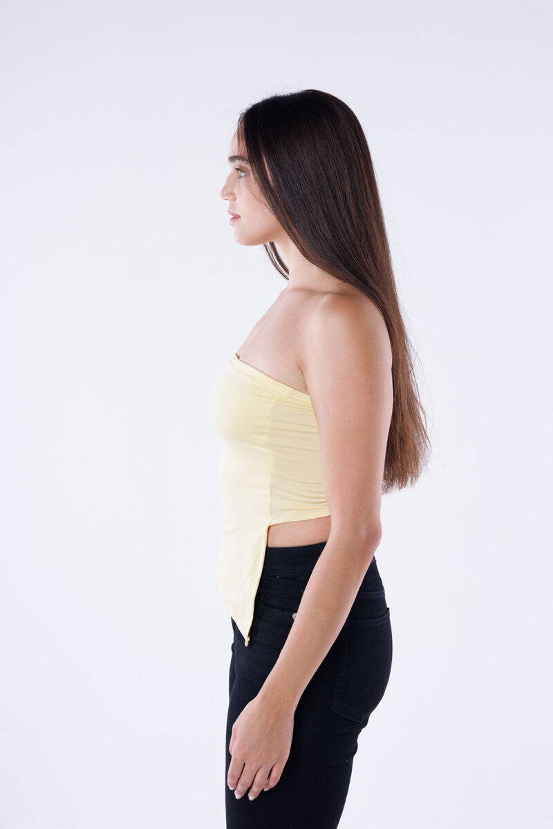Asymmetric Hem Strapless Top - Image 23