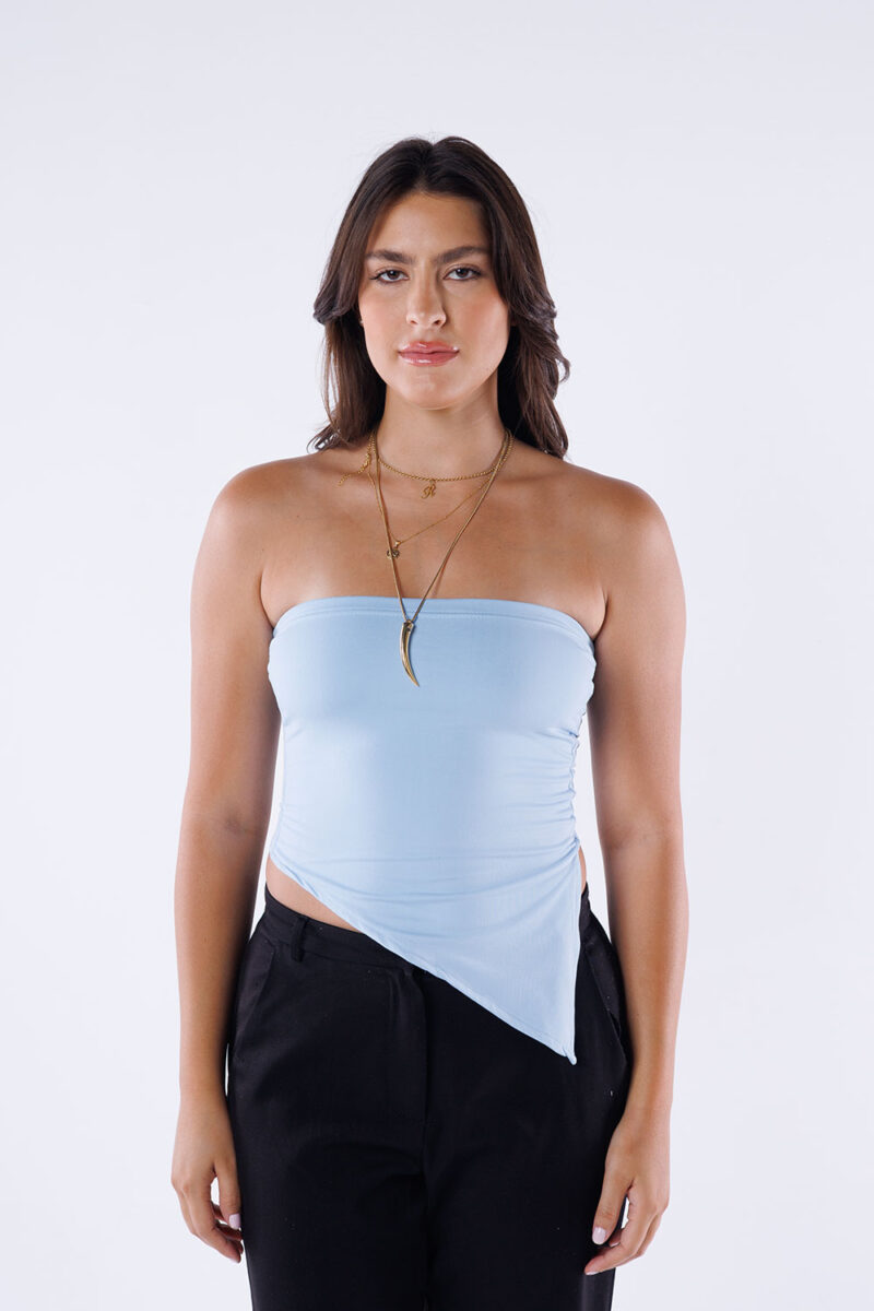 Asymmetric Hem Strapless Top - Image 25