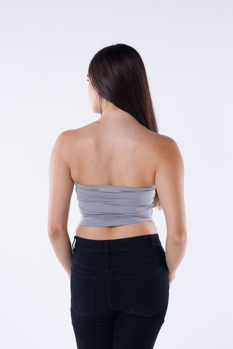 Asymmetric Hem Strapless Top - Image 4