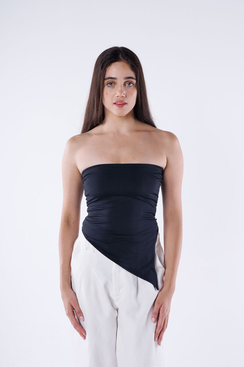 Asymmetric Hem Strapless Top - Image 6