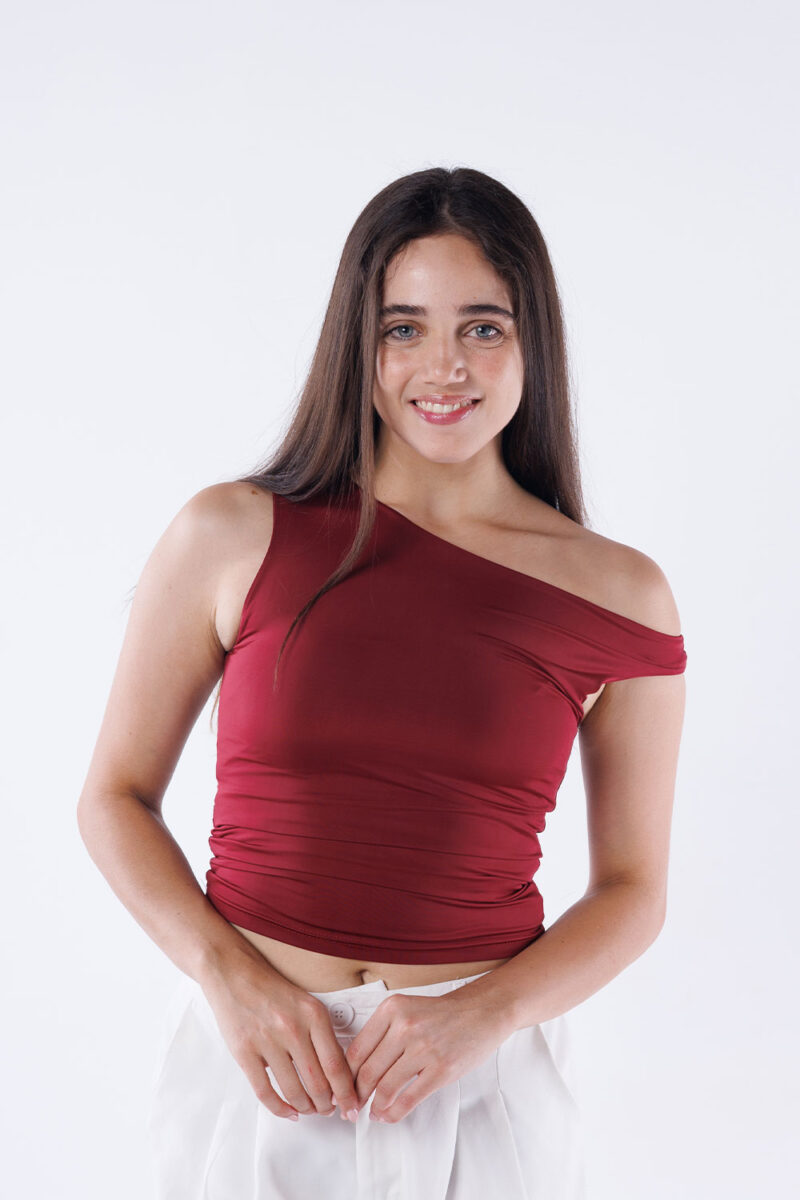 One Shoulder Rushed Asymmetrical Top