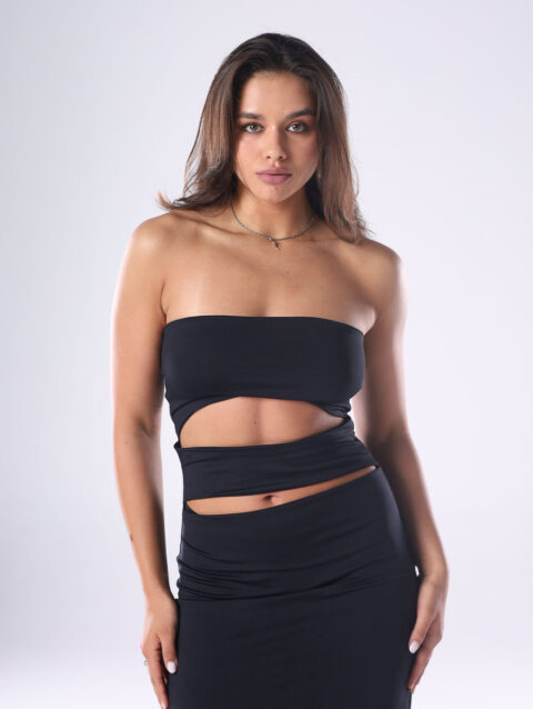 Strapless Cut-Out Maxi Dress