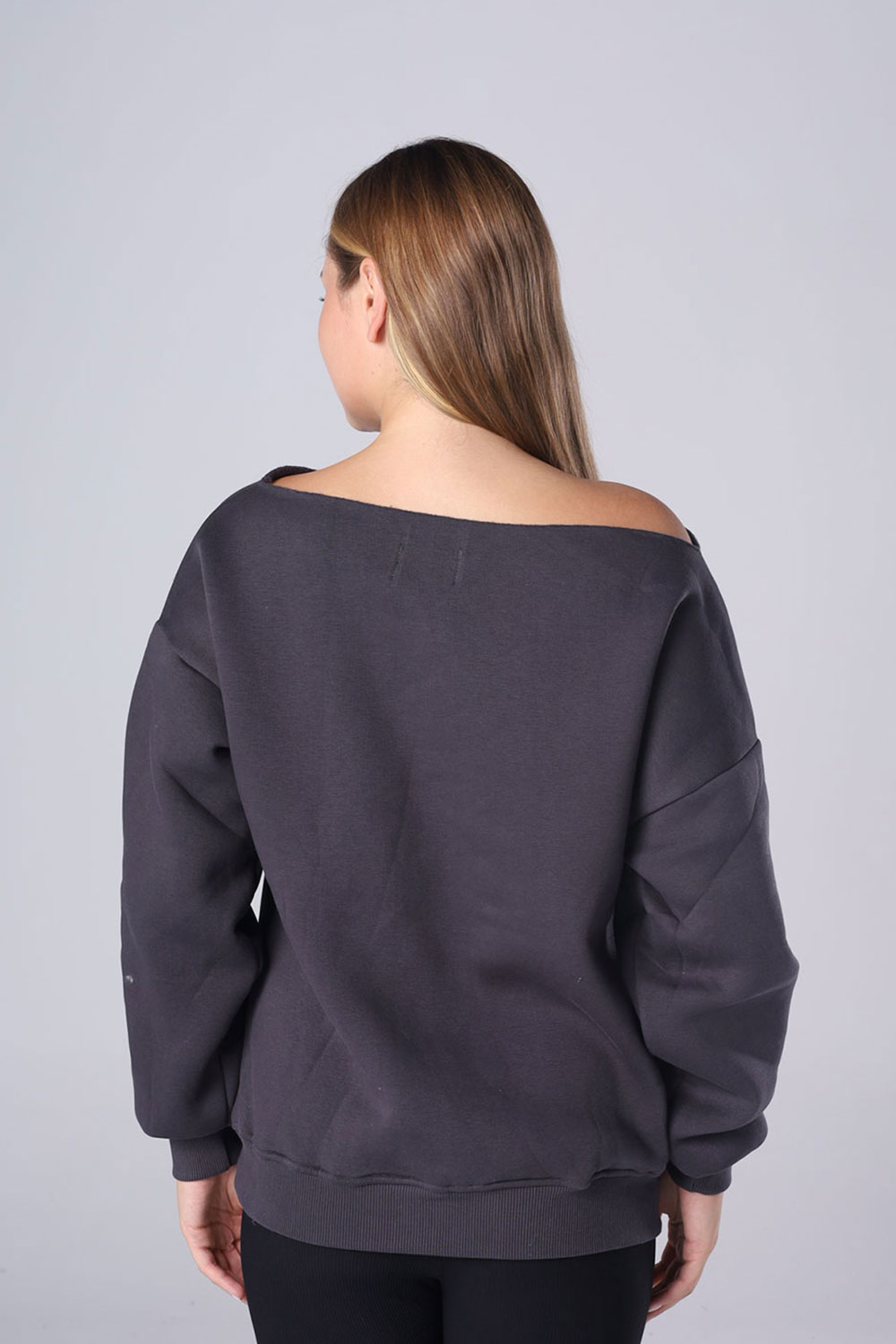 Off-Shoulder Fleece Sweatshirt - Image 36