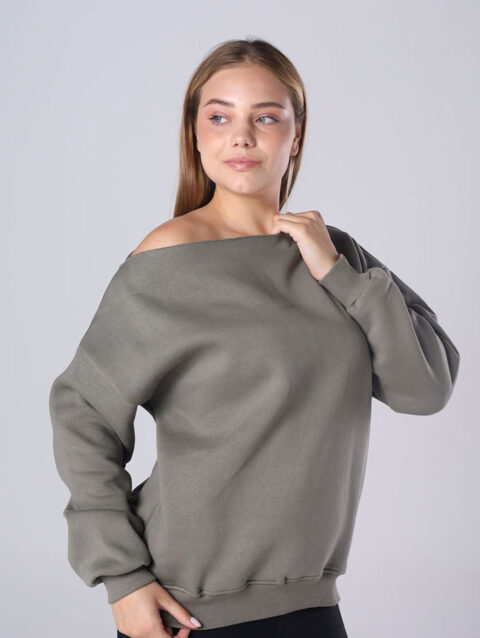 Off-Shoulder Fleece Sweatshirt