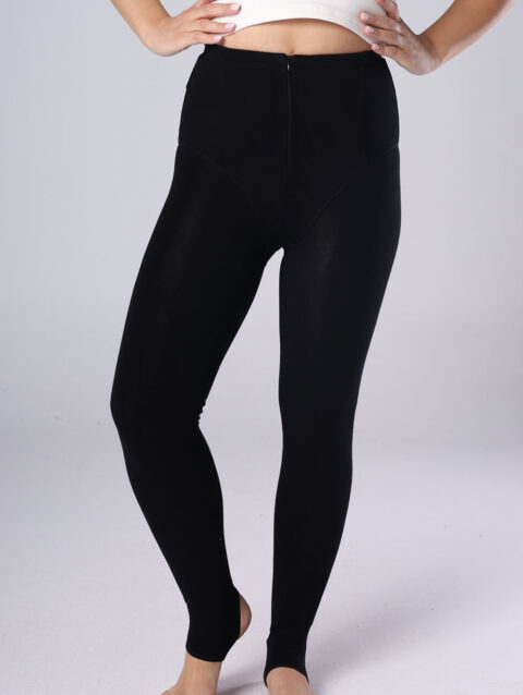 High Waisted Stirrup Leggings with Front Zip
