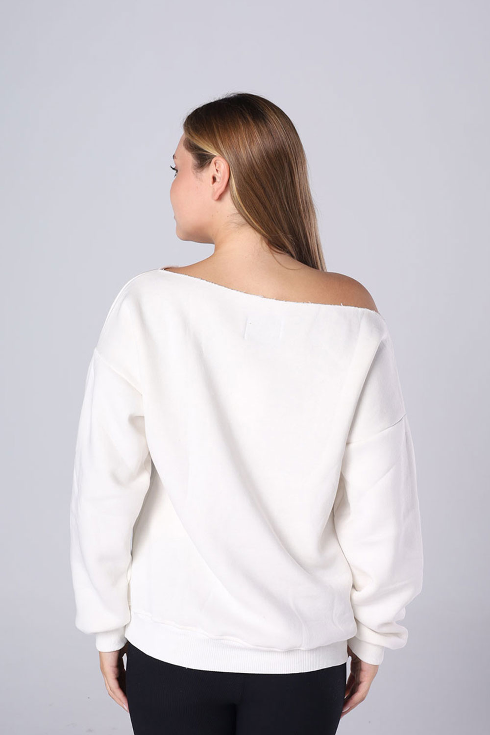 Off-Shoulder Fleece Sweatshirt - Image 15
