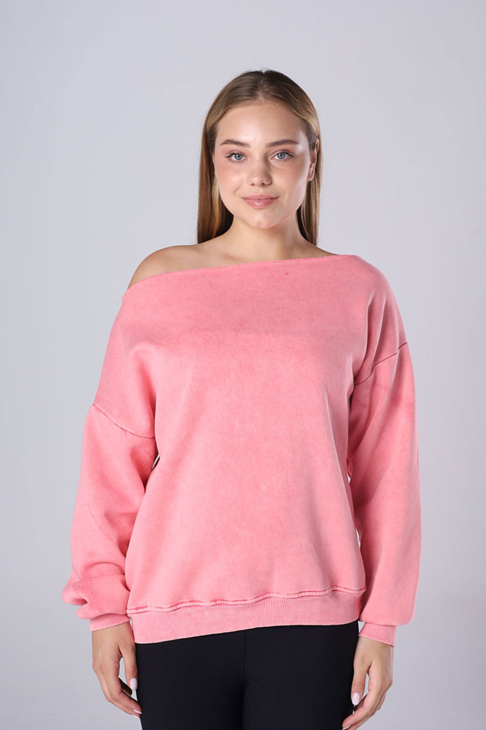 Off-Shoulder Fleece Sweatshirt - Image 26