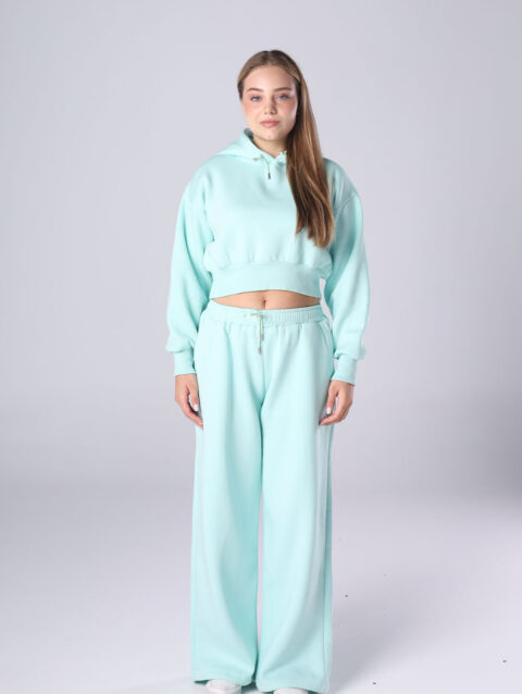 Cropped Hoodie and Wide-Leg Sweatpants Set