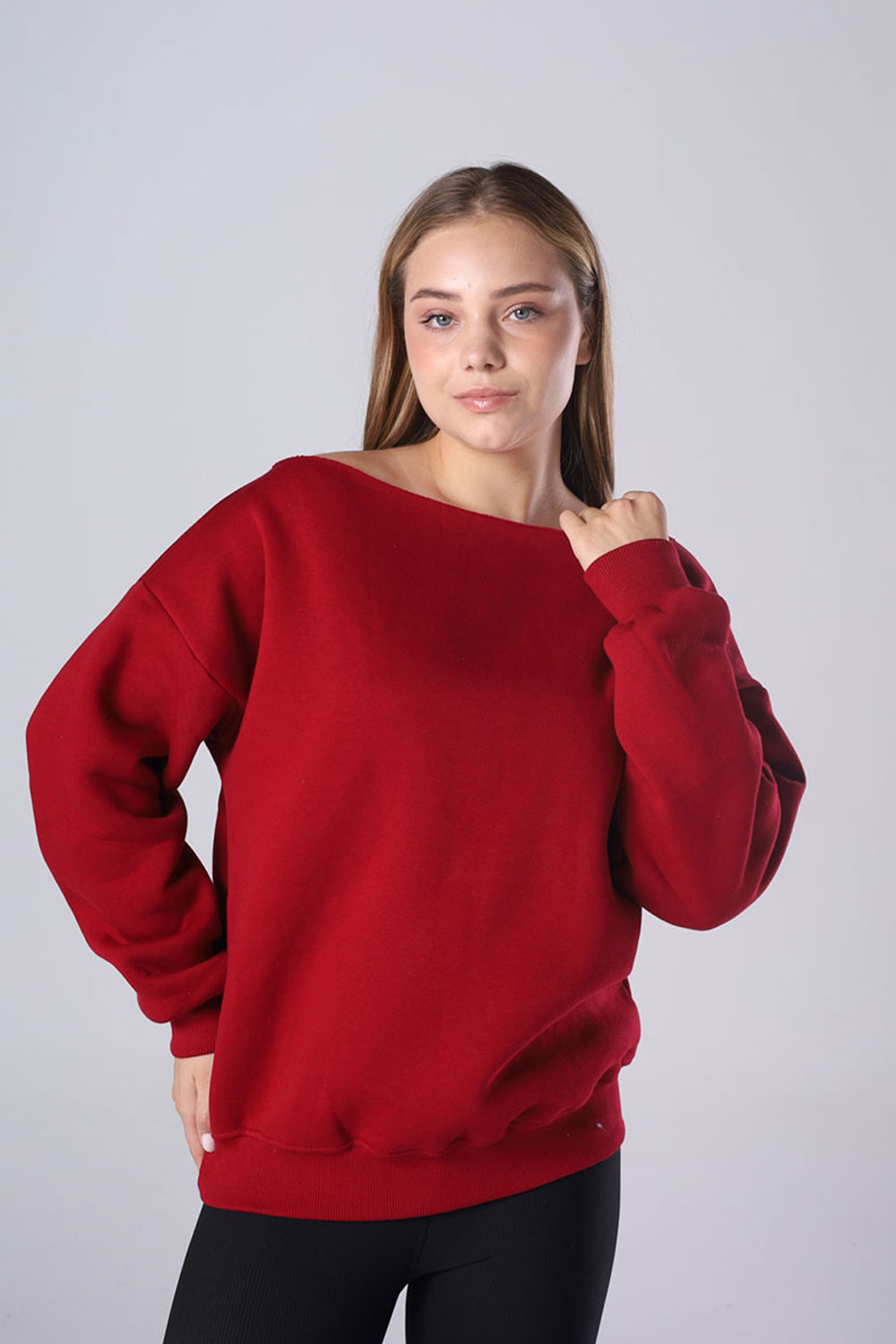 Off-Shoulder Fleece Sweatshirt - Image 10