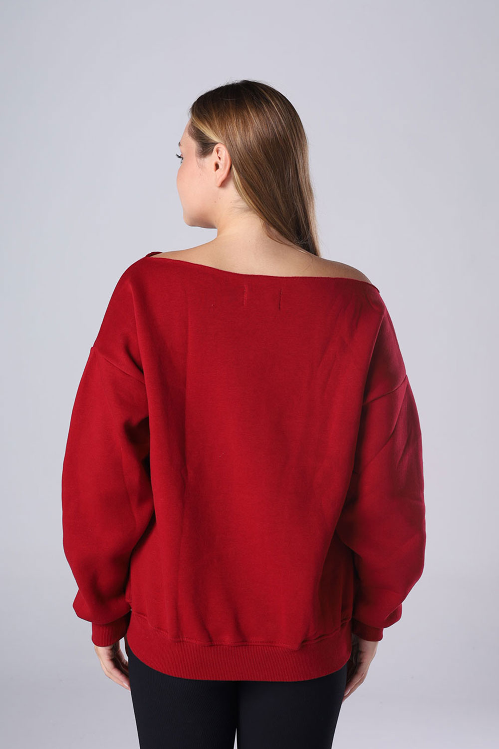 Off-Shoulder Fleece Sweatshirt - Image 11