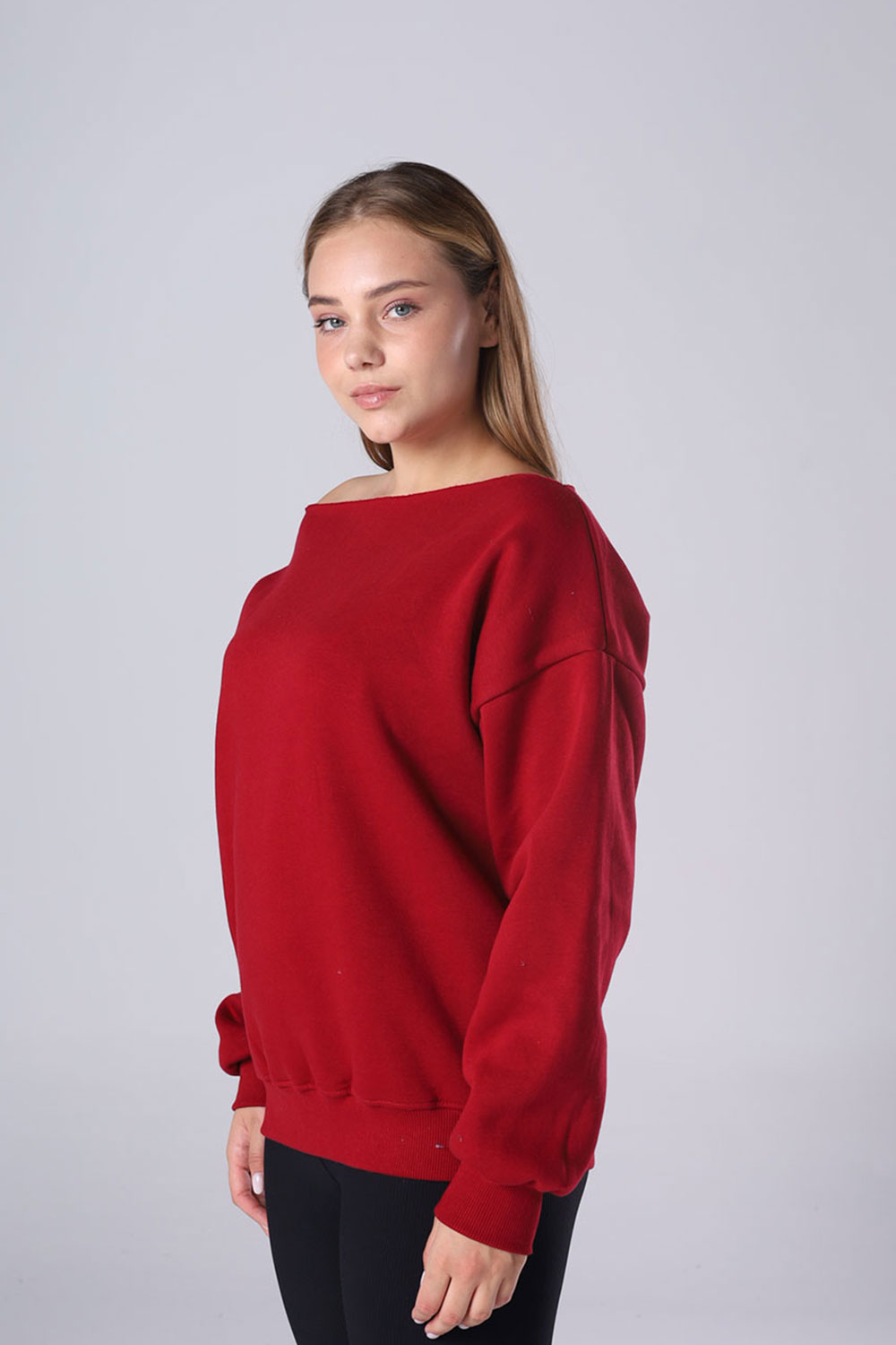 Off-Shoulder Fleece Sweatshirt - Image 12