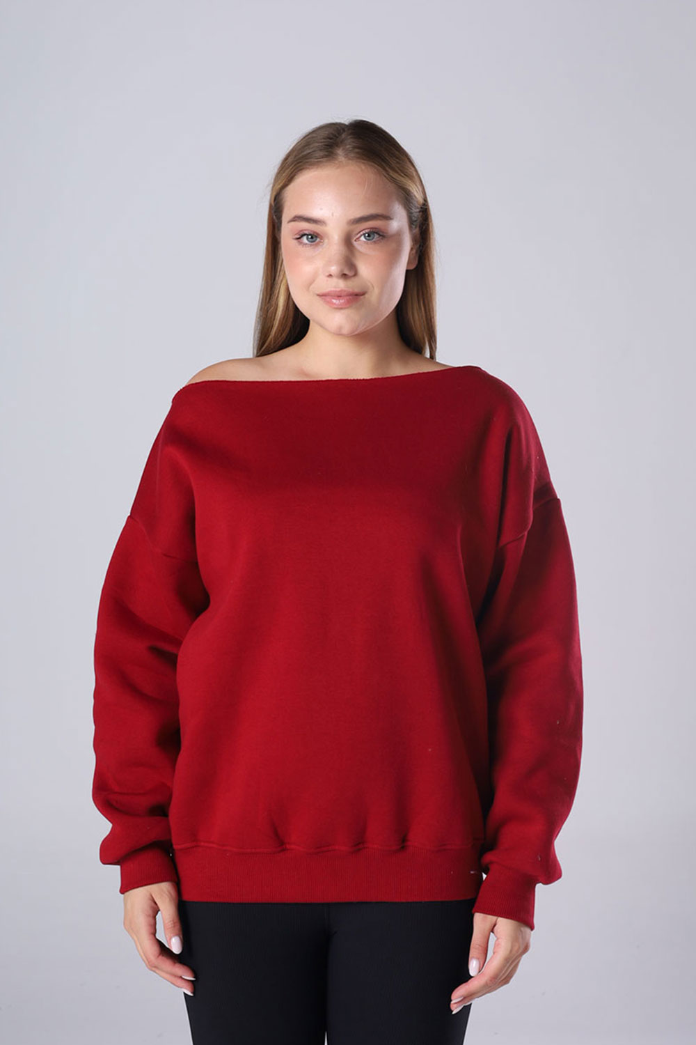 Off-Shoulder Fleece Sweatshirt - Image 13