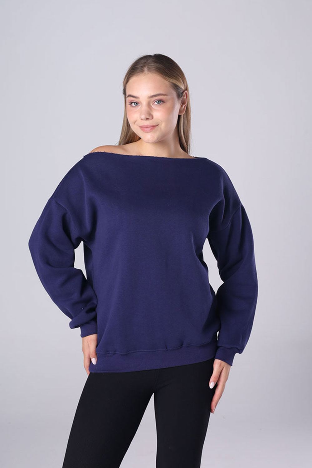 Off-Shoulder Fleece Sweatshirt - Image 6