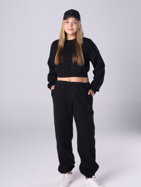 Fleece Cropped Sweatshirt and Joggers Set