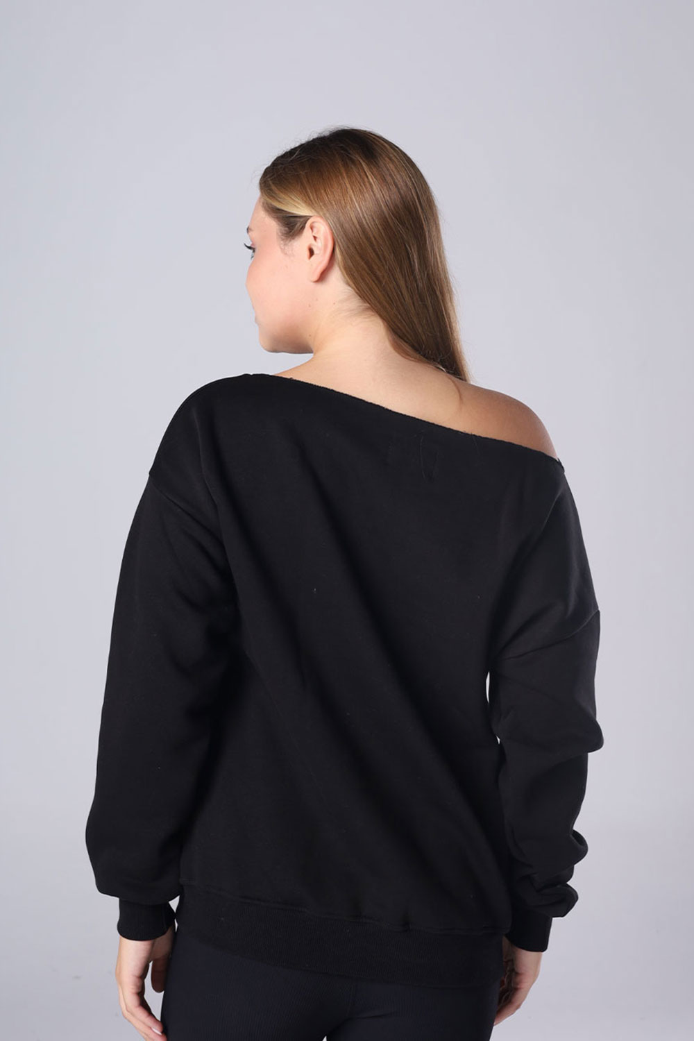 Off-Shoulder Fleece Sweatshirt - Image 4