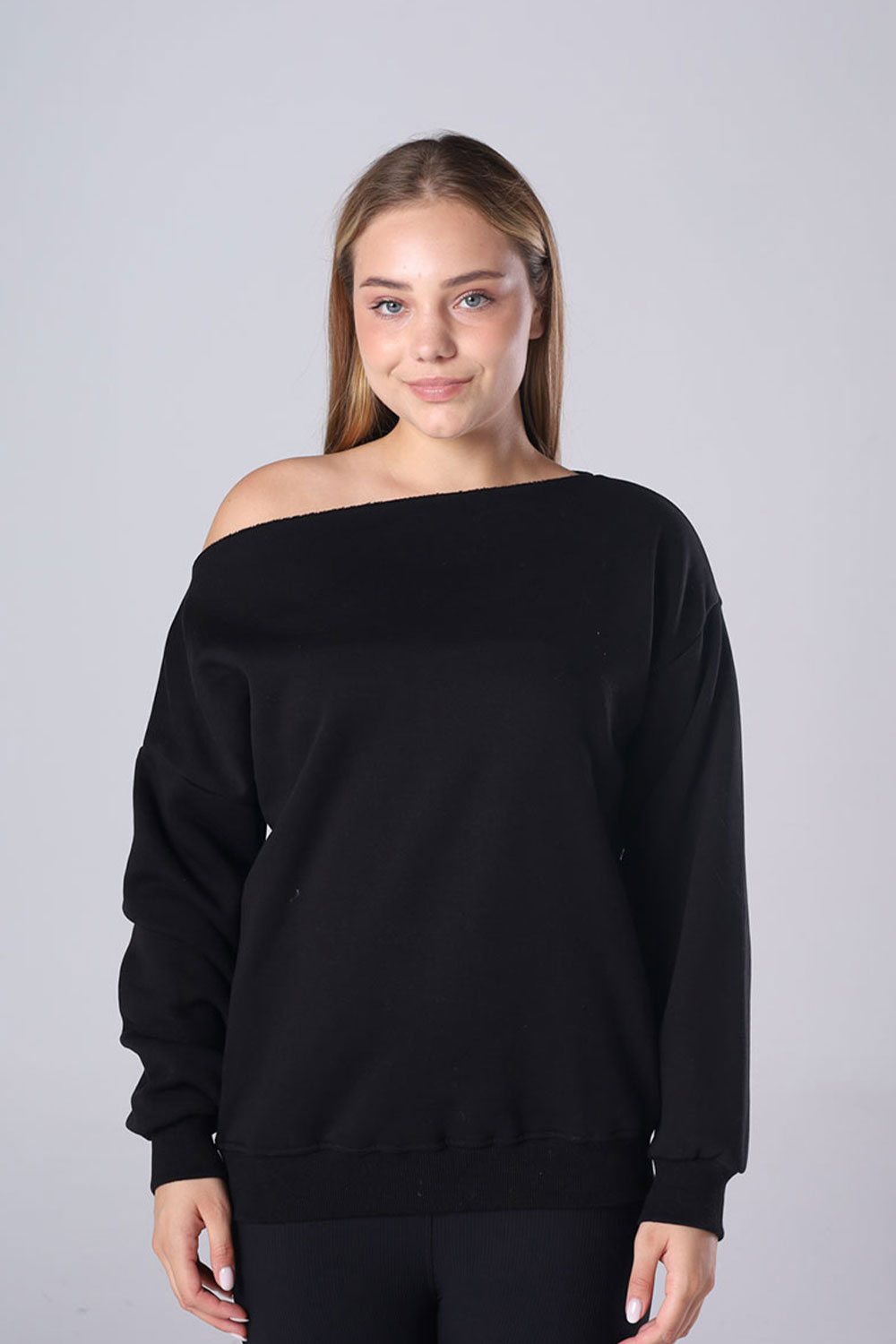 Off-Shoulder Fleece Sweatshirt - Image 2