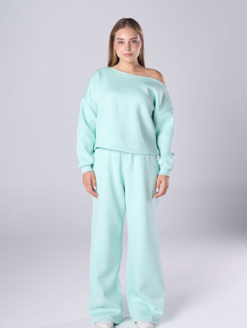 Off-Shoulder Sweater and Wide-Leg Pants Set