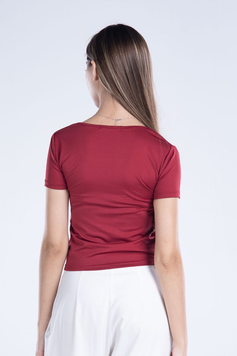 Basic Short Sleeve Square Neck Top - Image 21