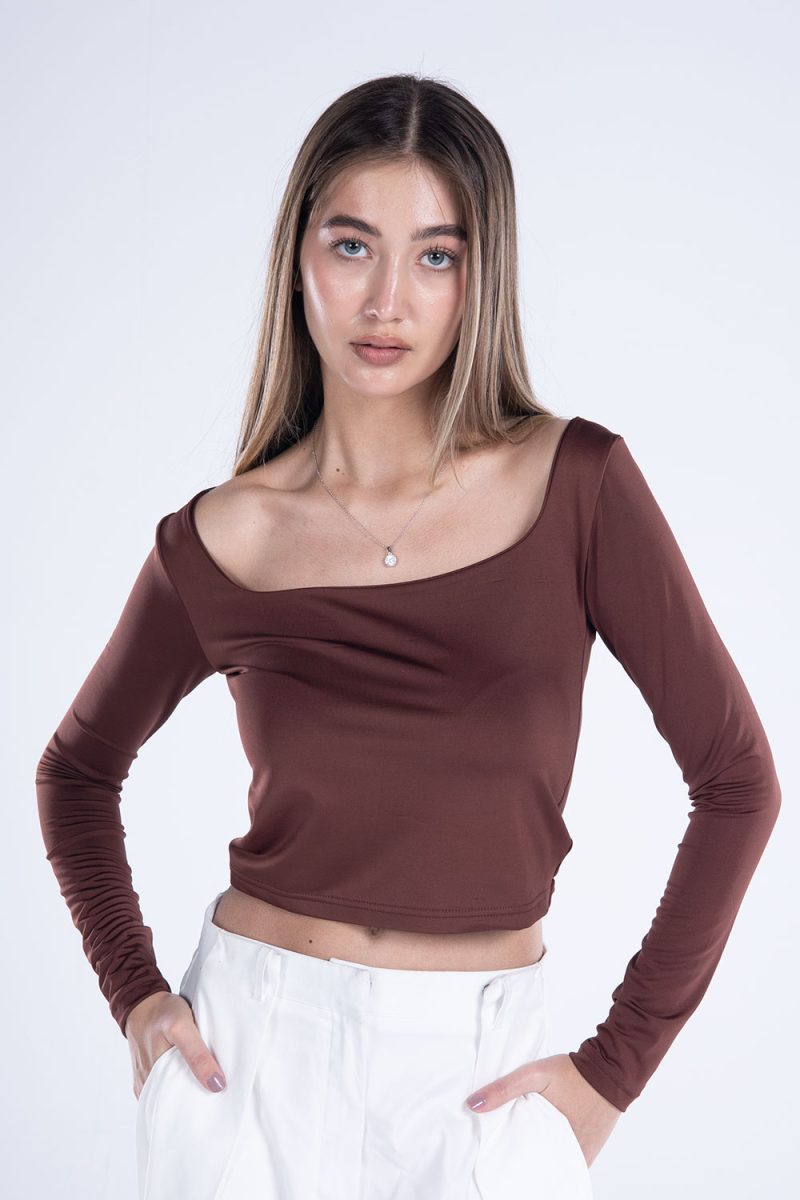 Basic Long Sleeve Square Neck Top - Image 25