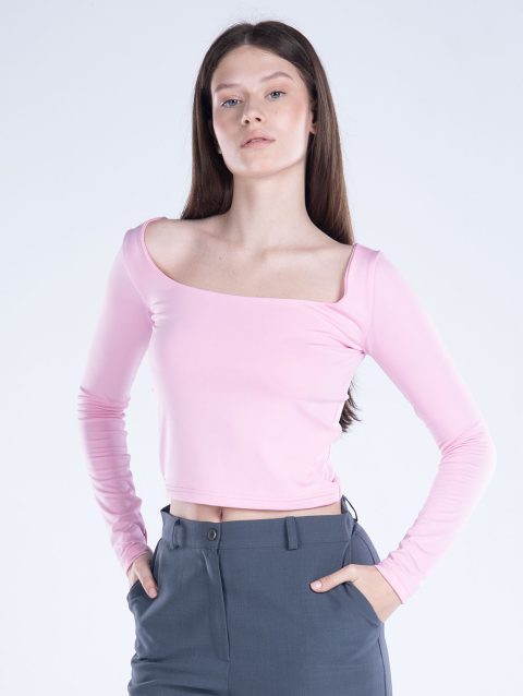 Basic Long Sleeve Square Neck Top