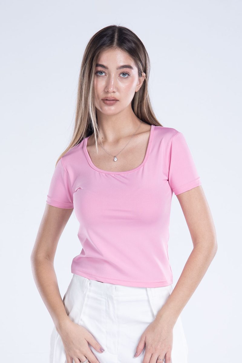 Basic Short Sleeve Square Neck Top - Image 15